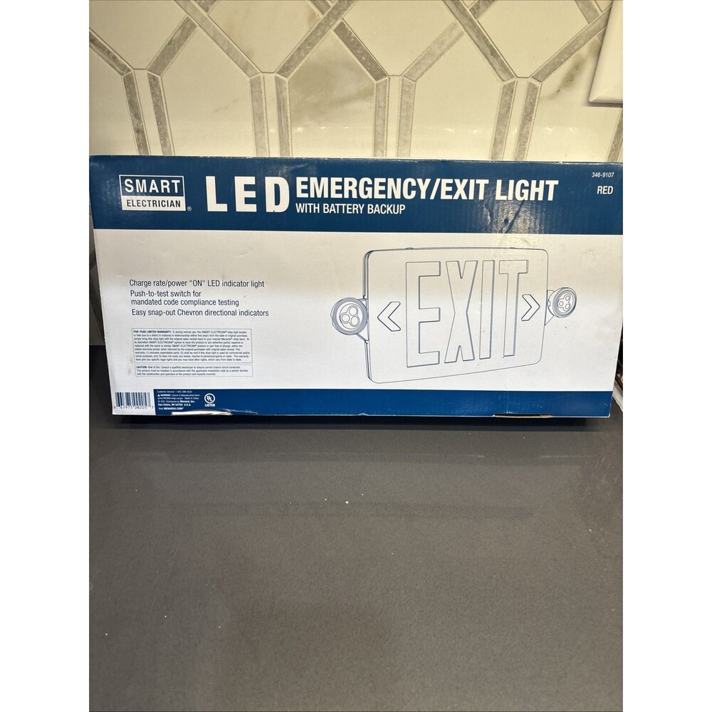 Smart Electrician LED Emergency/Exit Light Sign With Battery Backup New Open Box - Picture 3 of 6
